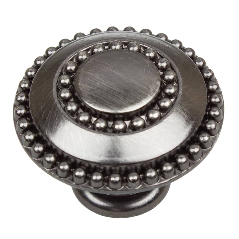 GlideRite 5-Pack 1-3/8" Brushed Pewter Round Beaded Ring Cabinet Knobs - Brushed Pewter