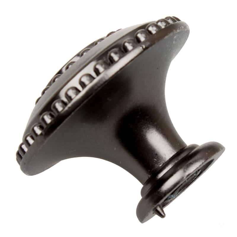GlideRite 5-Pack 1-3/8" Brushed Pewter Round Beaded Ring Cabinet Knobs - Brushed Pewter