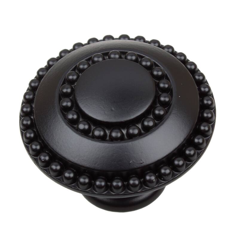 GlideRite 5-Pack 1-3/8 in. Matte Black Round Beaded Ring Cabinet Knobs - Matte Black