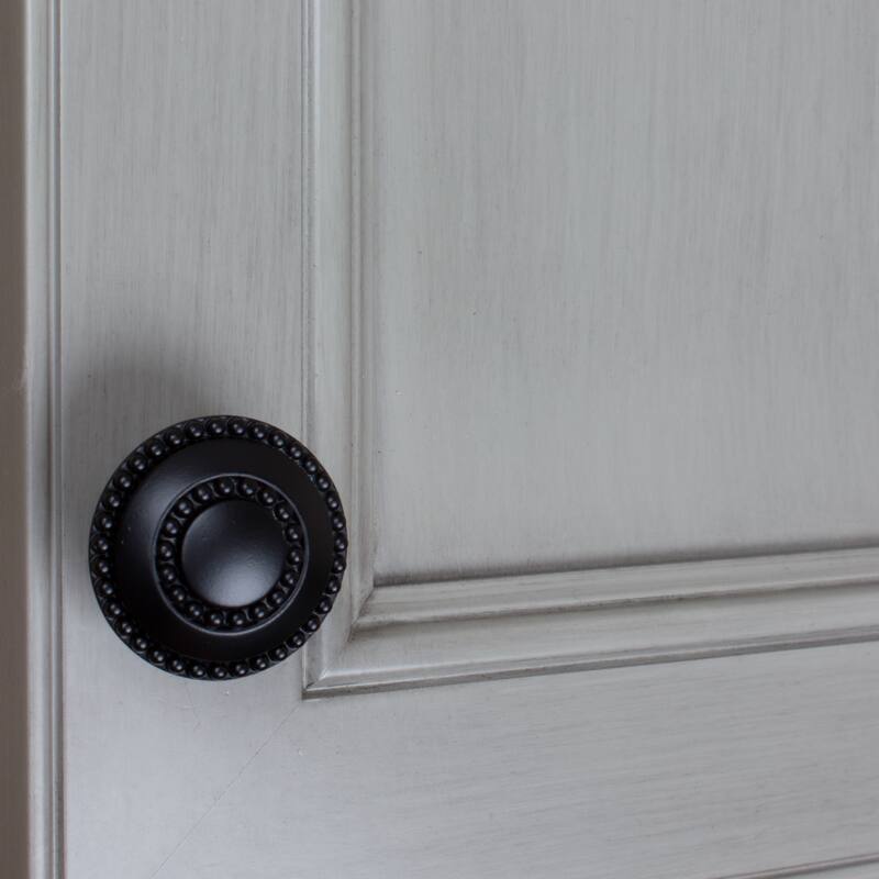 GlideRite 5-Pack 1-3/8 in. Matte Black Round Beaded Ring Cabinet Knobs - Matte Black