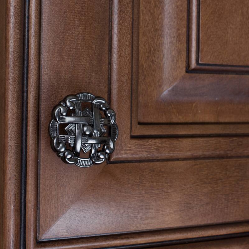 GlideRite 5-Pack 1-3/8" Brushed Pewter Celtic Medallion Cabinet Knobs - Brushed Pewter