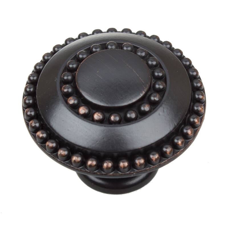 GlideRite 5-Pack 1-3/8 in. Rubbed Bronze Round Bead Ring Cabinet Knobs - Oil Rubbed Bronze
