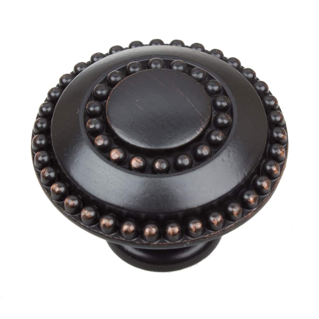 GlideRite 5-Pack 1-3/8 in. Rubbed Bronze Round Bead Ring Cabinet Knobs - Oil Rubbed Bronze