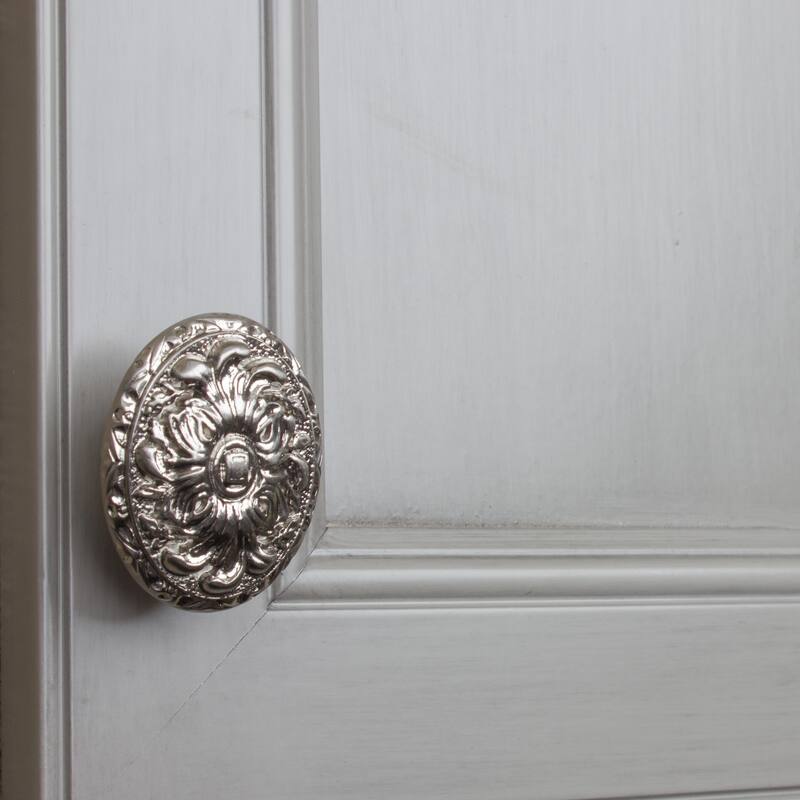 GlideRite 5-Pack 2 in. Satin Nickel Ornate Oval Cabinet Knobs - Satin Nickel