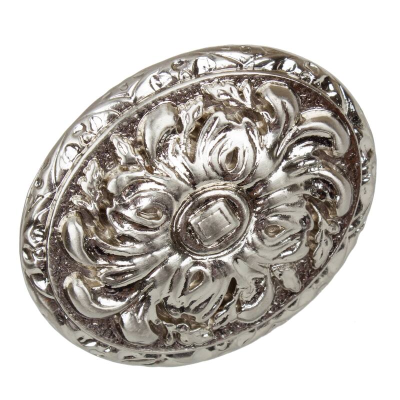 GlideRite 5-Pack 2 in. Satin Nickel Ornate Oval Cabinet Knobs - Satin Nickel
