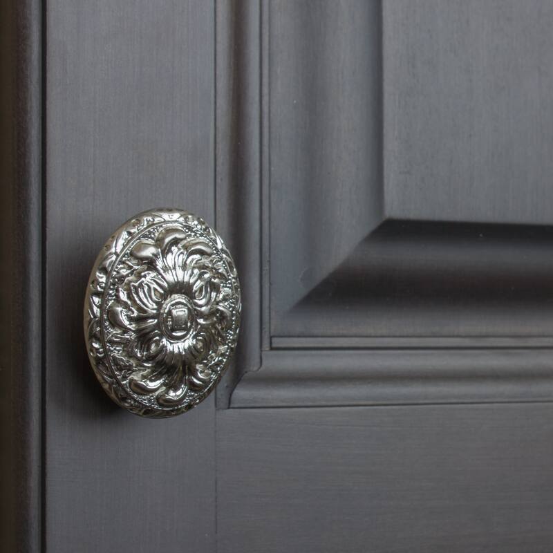GlideRite 5-Pack 2 in. Satin Nickel Ornate Oval Cabinet Knobs - Satin Nickel