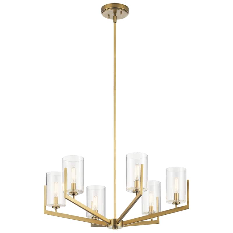 Kichler Lighting Nye 6-Light Chandelier Glass Brushed Natural Brass