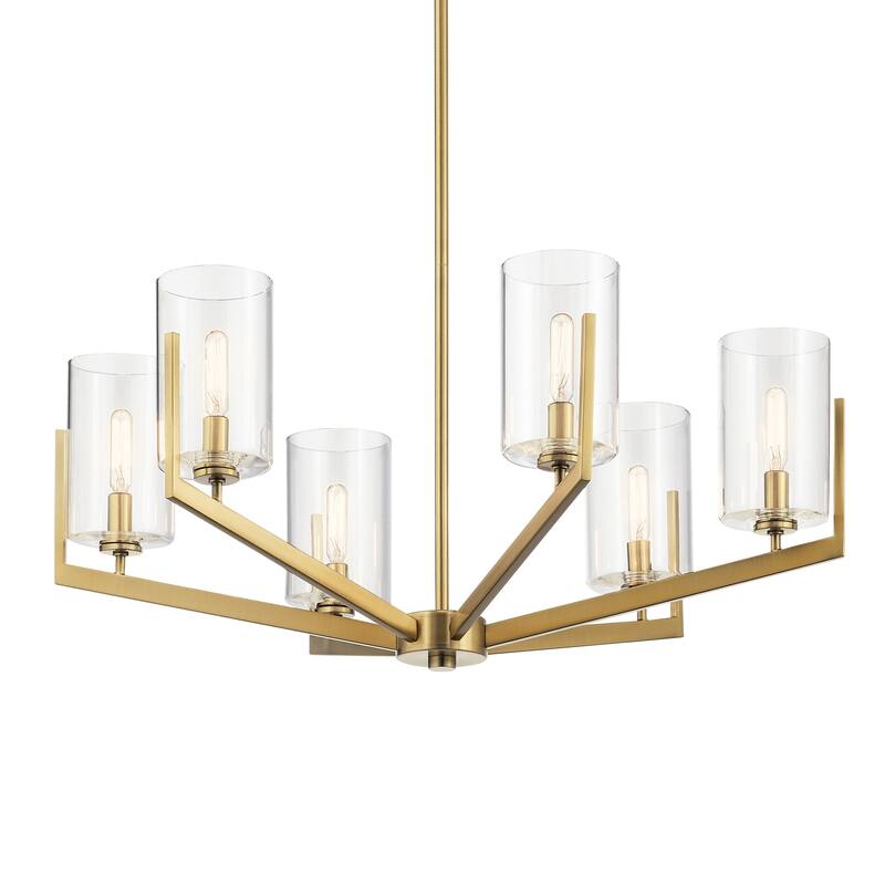 Kichler Lighting Nye 6-Light Chandelier Glass Brushed Natural Brass