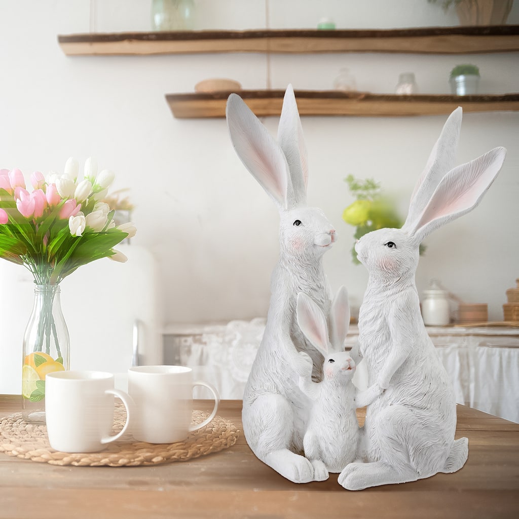 Resin Easter Long Ear Bunny Family 9.5"
