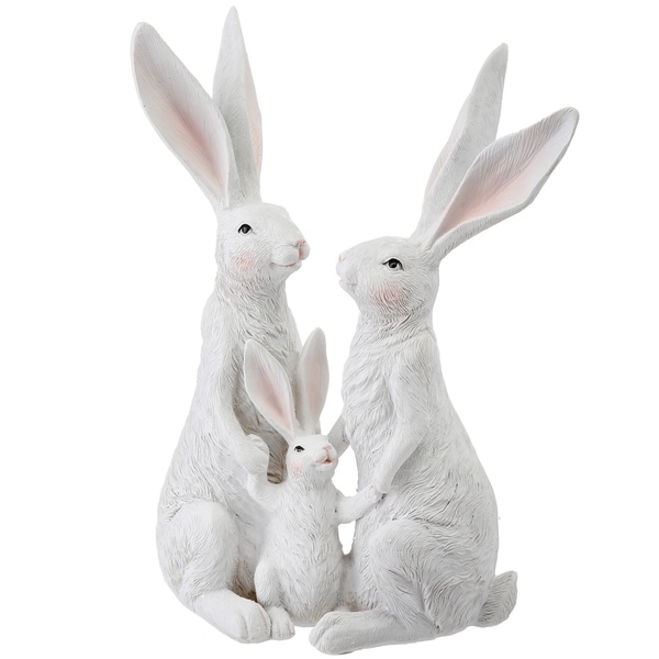 Two high quality Polystone Boy and Girl Bunny Easter Figures 9”