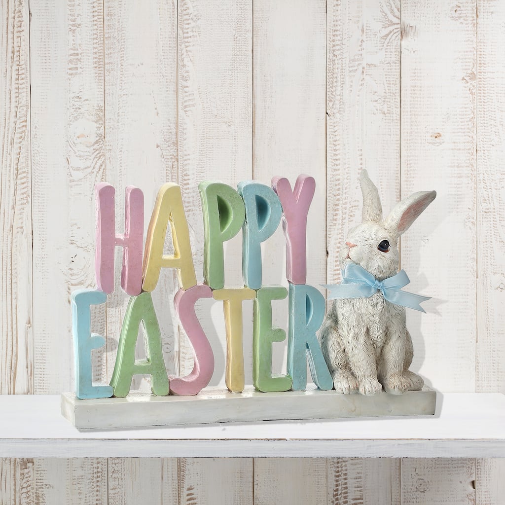 Resin "Happy Easter" W Bunny 10.5"