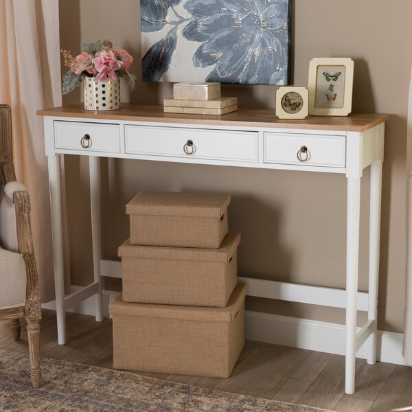 Sylvie Classic and Traditional 3-Drawer Console Table - Overstock ...