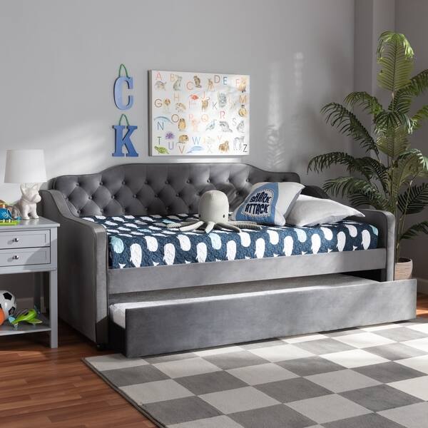 slide 2 of 16, Freda Traditional and Transitional Upholstered Daybed with Trundle