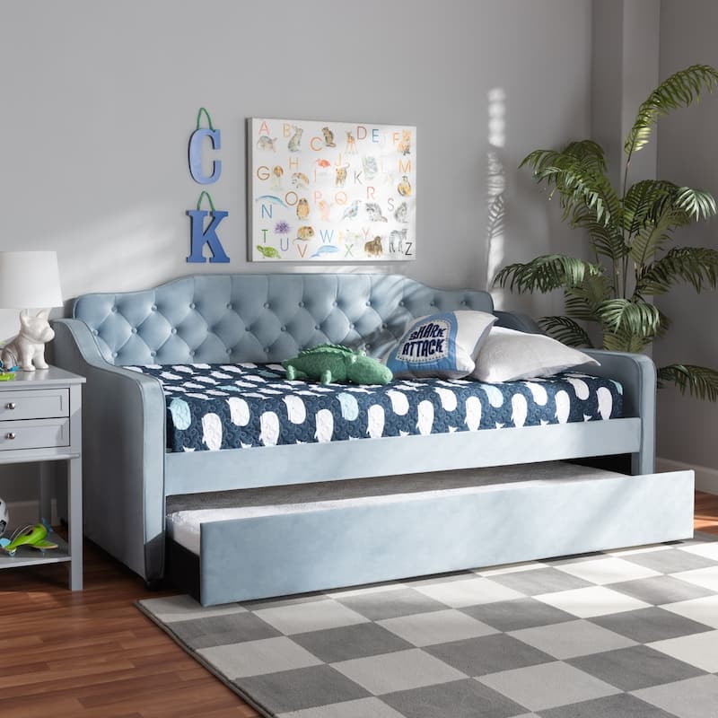 Freda Traditional and Transitional Upholstered Daybed with Trundle