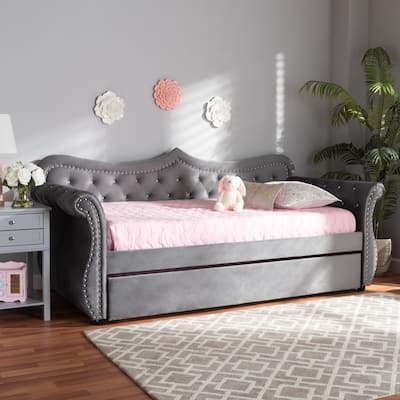 Abbie Traditional and Transitional Upholstered Daybed with Trundle