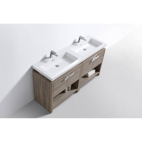 Shop Levi 63 Havana Oak Modern Bathroom Vanity W Cubby Hole