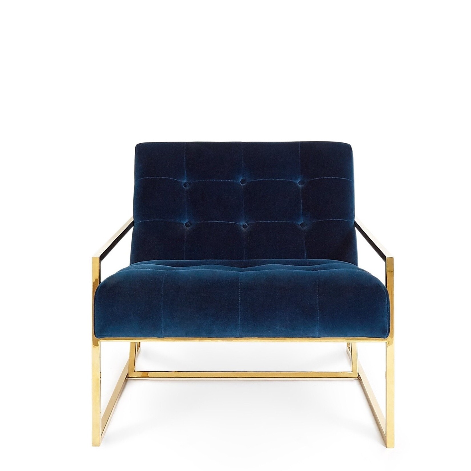 blue velvet chair with gold frame