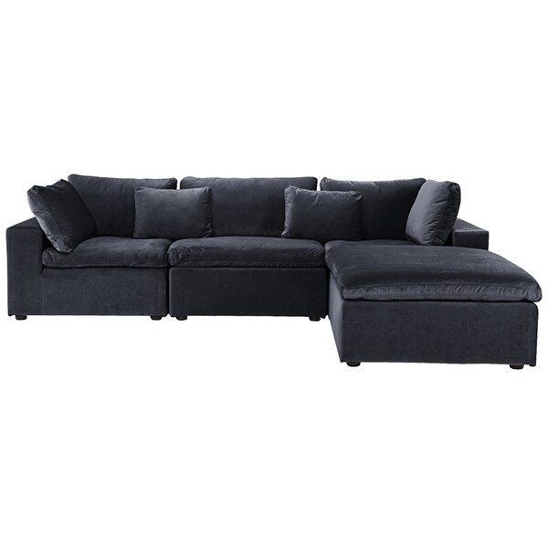 Shop Large Microfiber Velvet Sofa Configurable L-Shape Couch ...