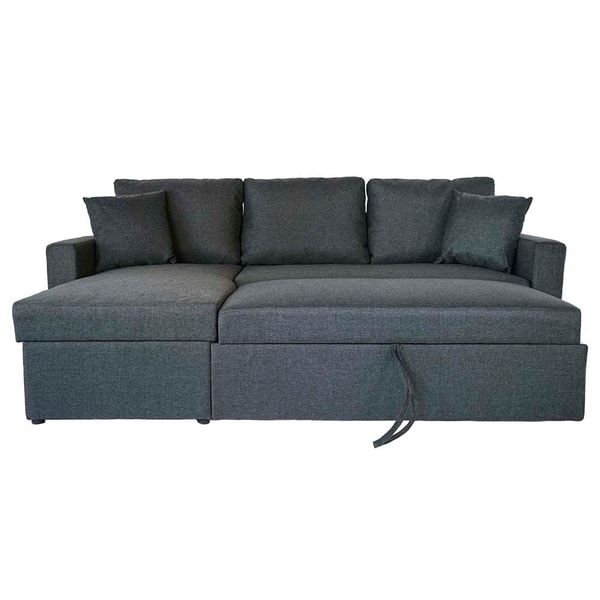 Small Sectional Sleeper with Pull Out Ottoman and Hidden Storage 