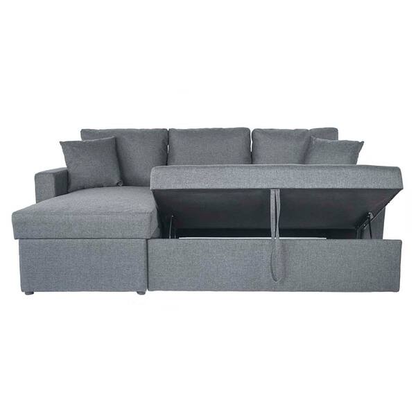 Small Sectional Sleeper with Pull Out Ottoman and Hidden Storage 