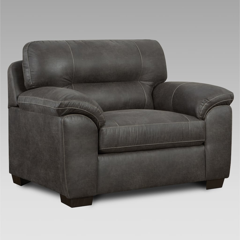 Roundhill Furniture Tirana Contemporary Fabric Pillow-top Arm Chair in Sequoia Ash