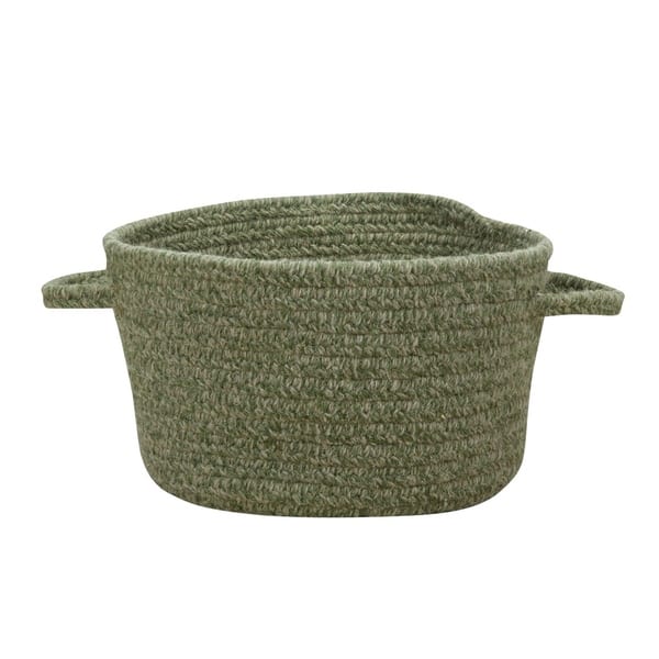 slide 1 of 4, Manteo Braided Basket 16" x 9" - Deep Green