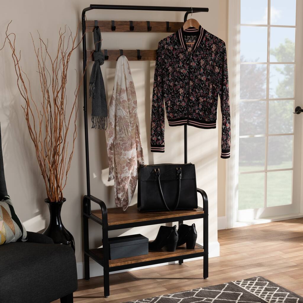 Carbon Loft Kalipha Vintage Rustic Industrial Entryway Hall Tree