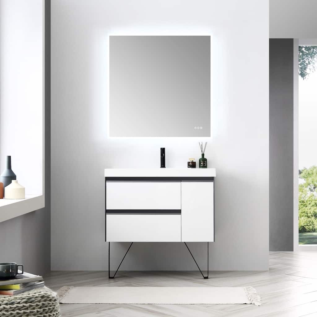 24" / 30" / 36" Floating / Wall Hung Vanity Set With LED Mirror