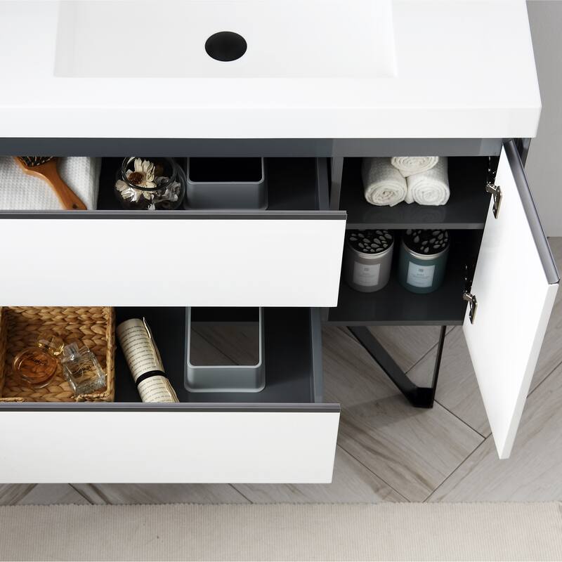 24" / 30" / 36" Floating / Wall Hung Vanity Set With LED Mirror