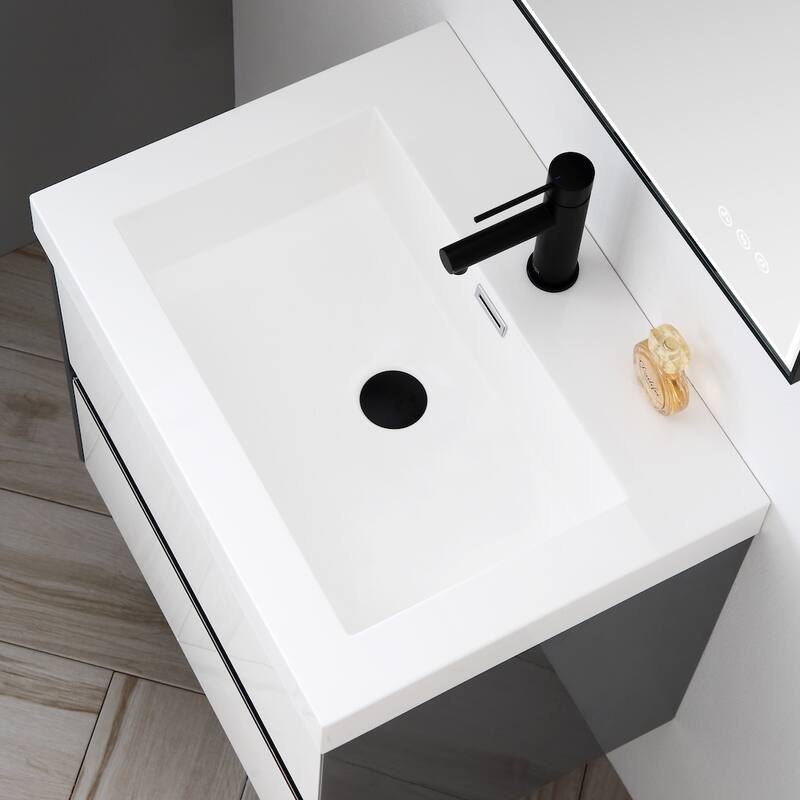 24" / 30" / 36" Floating / Wall Hung Vanity Set With LED Mirror