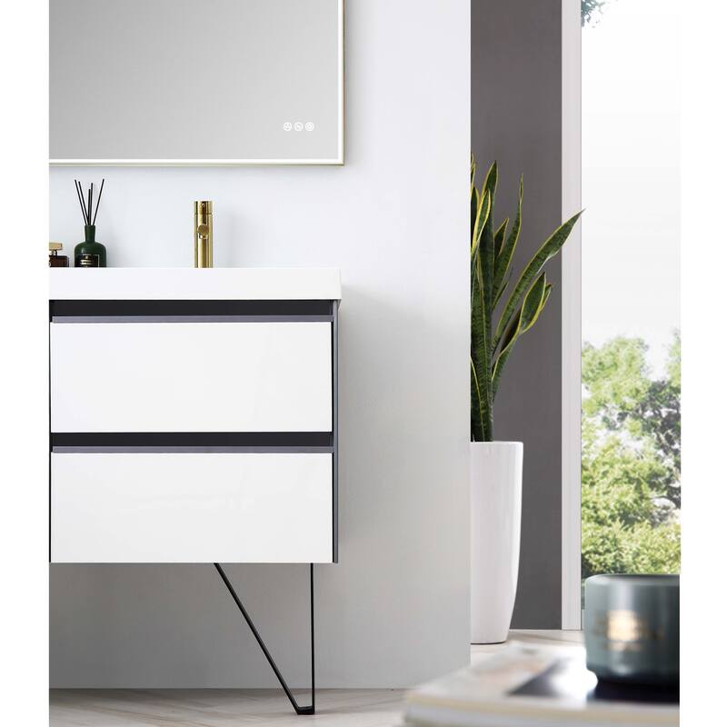 24" / 30" / 36" Floating / Wall Hung Vanity Set With LED Mirror