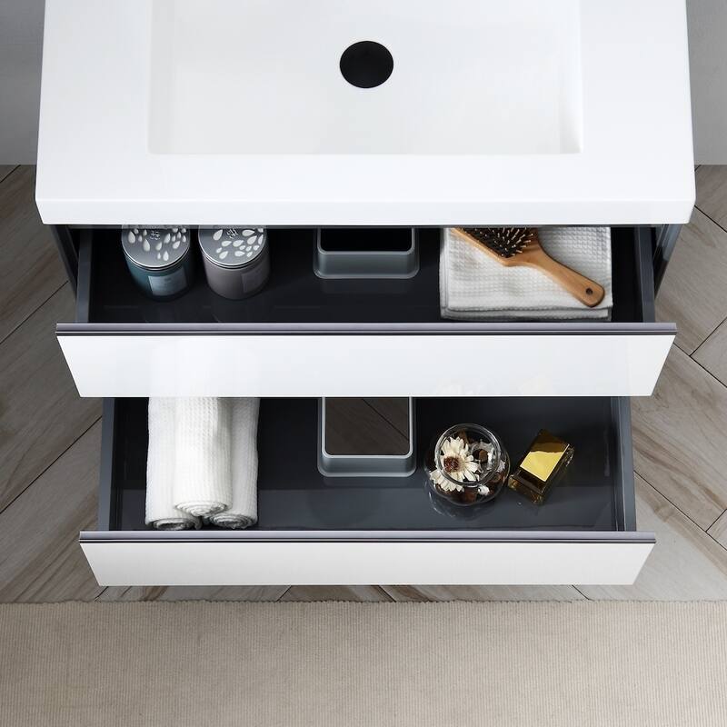 24" / 30" / 36" Floating / Wall Hung Vanity Set With LED Mirror