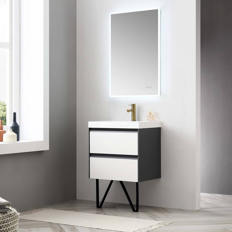 24" / 30" / 36" Floating / Wall Hung Vanity Set With LED Mirror