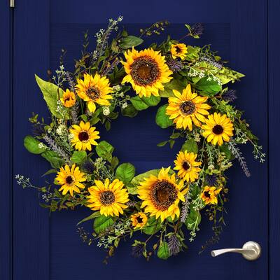 Sunflower & Thistle Wreath 24"