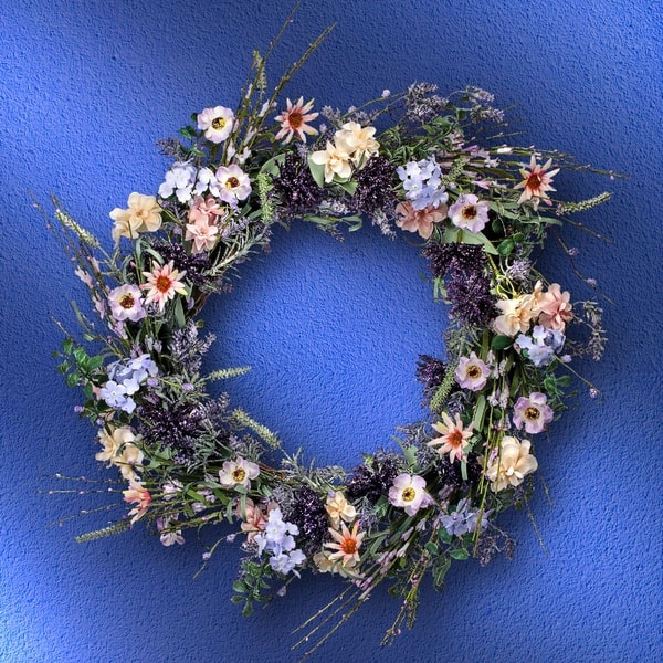 slide 2 of 2, Thistle Wild Flower Wreath 24"
