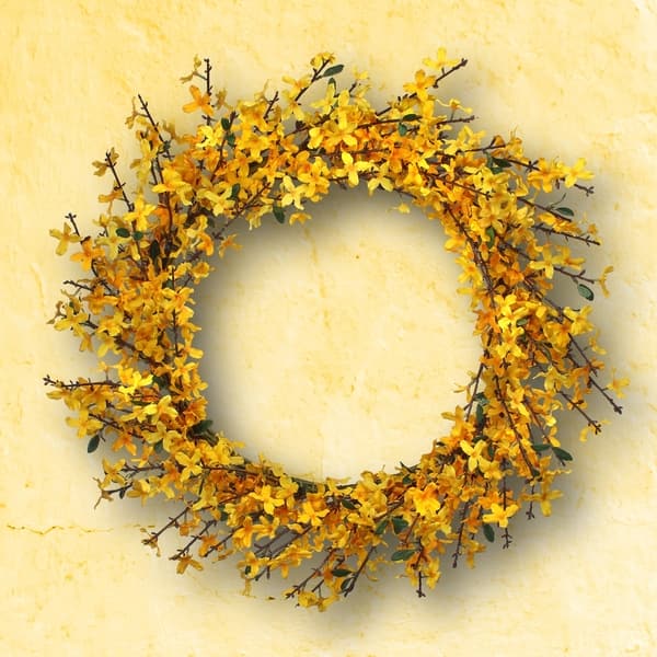 slide 2 of 2, Golden Forsythia Wreath 28"