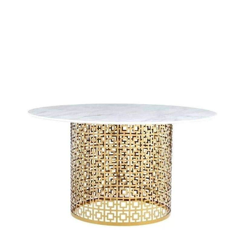 Faux Marble circle with gold base Dining table