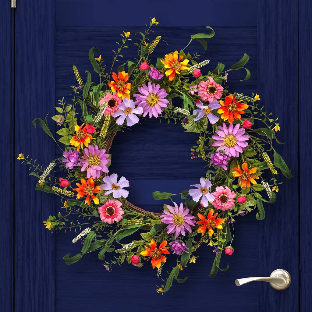 Mixed Cosmos Wild Flower Wreath 22"