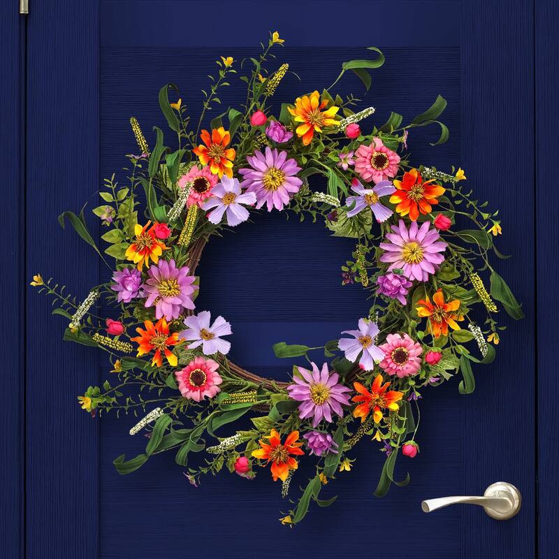 Mixed Cosmos Wild Flower Wreath 22"