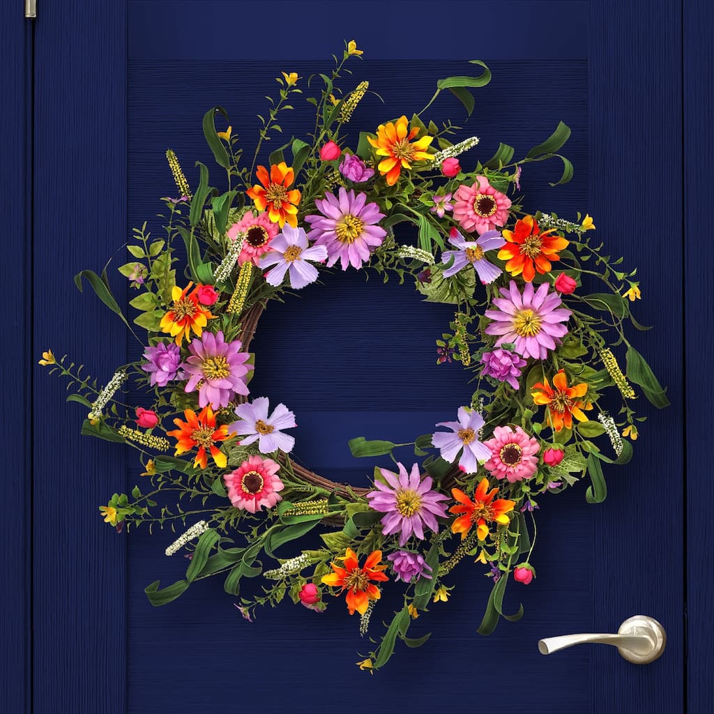 Mixed Cosmos Wild Flower Wreath 22"