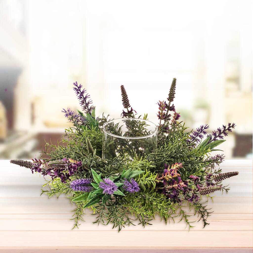 Mixed Lavender Glass Candleholder