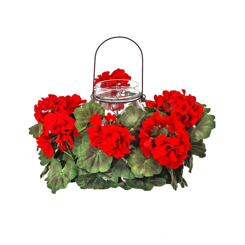 Velvet Mature Geranium Glass Candleholder 16"D
