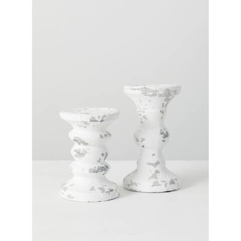 Sullivans Pillar Candle Holder - Set of 2 - 4.5 x4.5" x7.5"; 4.25" x4.25" x6"