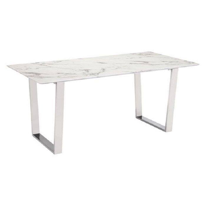 Mid-century Modern Marble Dining Table - Silver