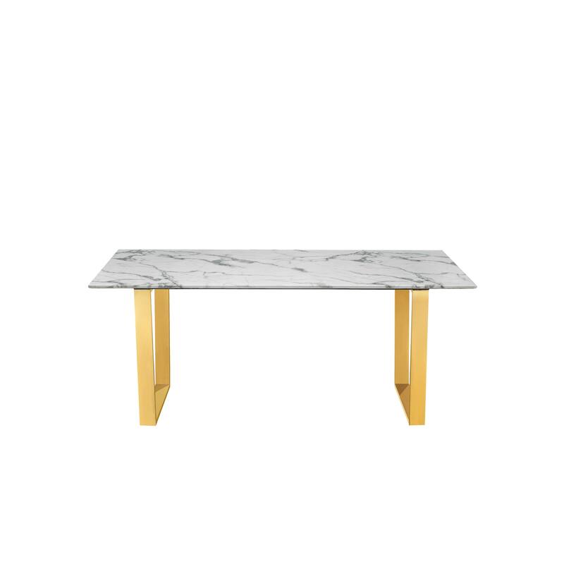 Mid-century Modern Marble Dining Table - Bronze