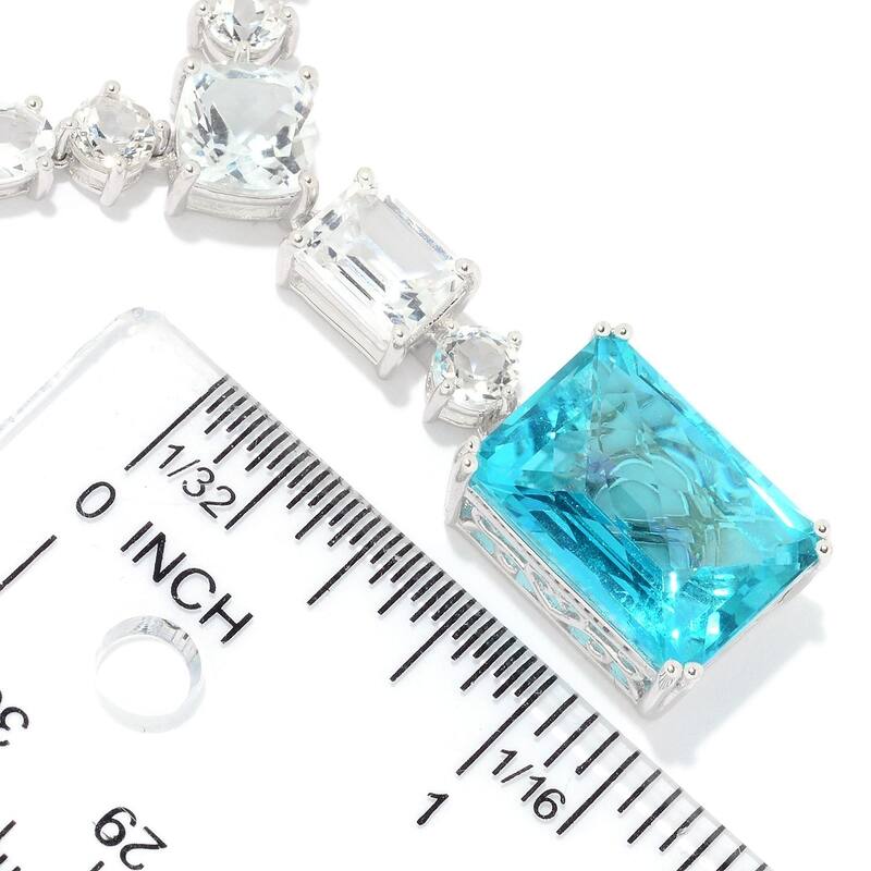 925 Sterling Silver Blue Quartz and White Topaz Necklace