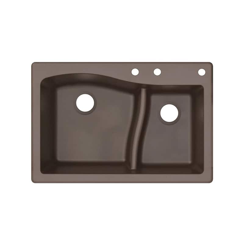 Transolid Aversa SilQ Granite 33-in. Drop-in Kitchen Sink with 3 BCE Faucet Holes