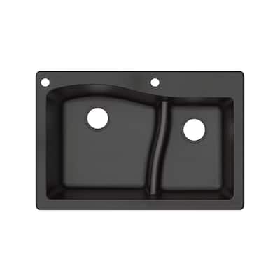 Transolid Aversa SilQ Granite 33-in. Drop-in Kitchen Sink with 2 BA Faucet Holes