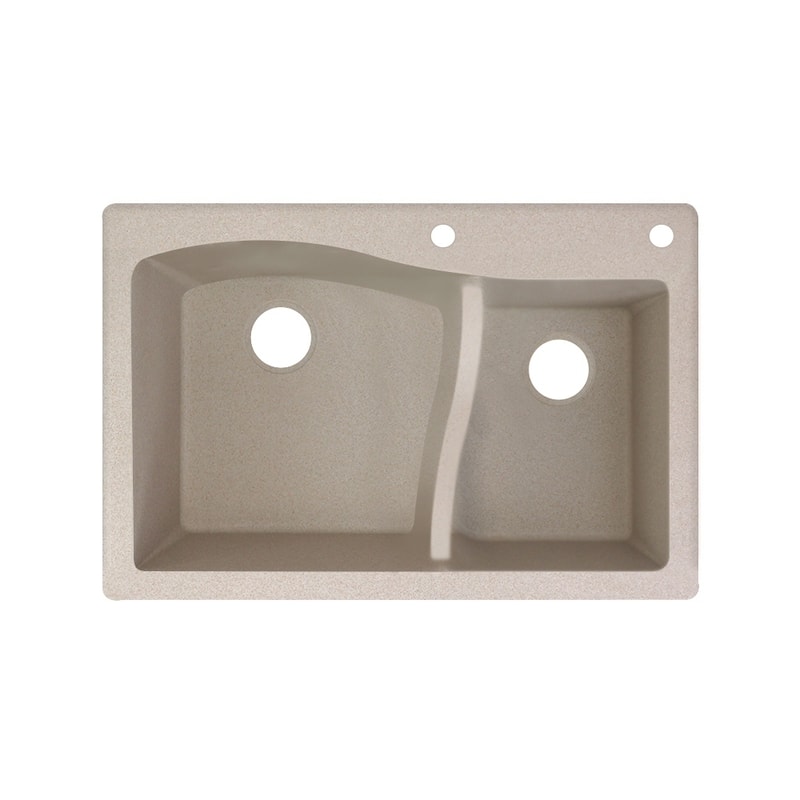 Transolid Aversa SilQ Granite 33-in. Drop-in Kitchen Sink with 2 BE Faucet Holes - 2 - Cafe Latte