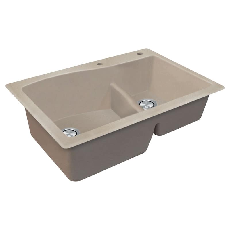 Transolid Aversa SilQ Granite 33-in. Drop-in Kitchen Sink with 2 BE Faucet Holes